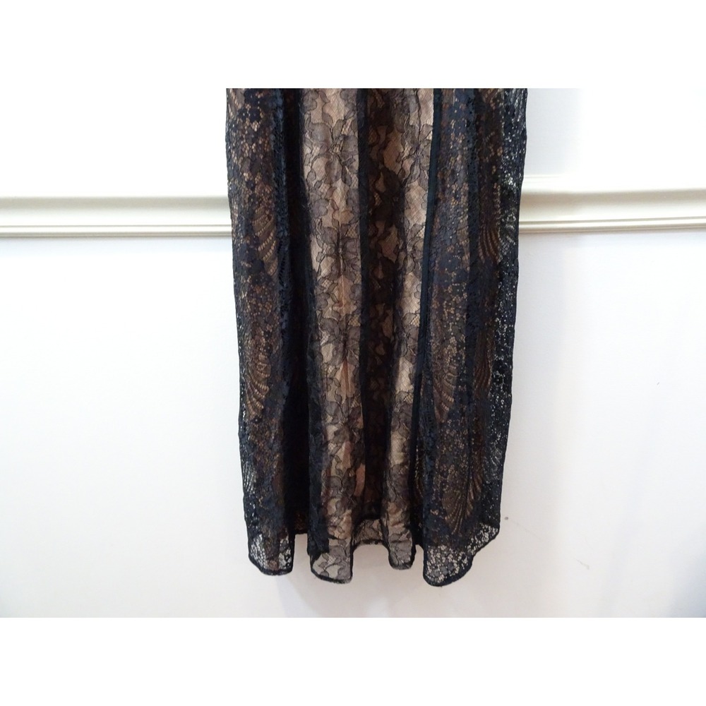 Anthropologie Black Floral Lace Halter Midi Dress Nude Lining 10P Party Formal - Picture 14 of 14